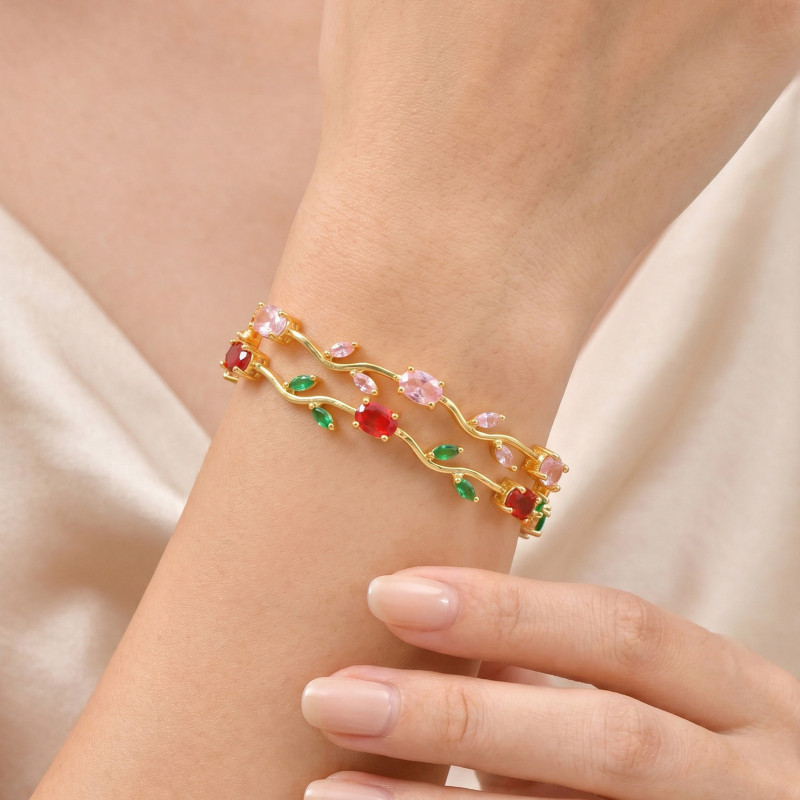 Wholesale Botanical Vine Leaf CZ Bracelet for Women