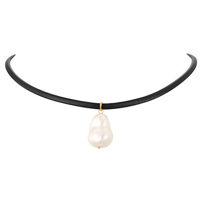 Wholesale Minimalist Black Cord Pearl Choker Necklace