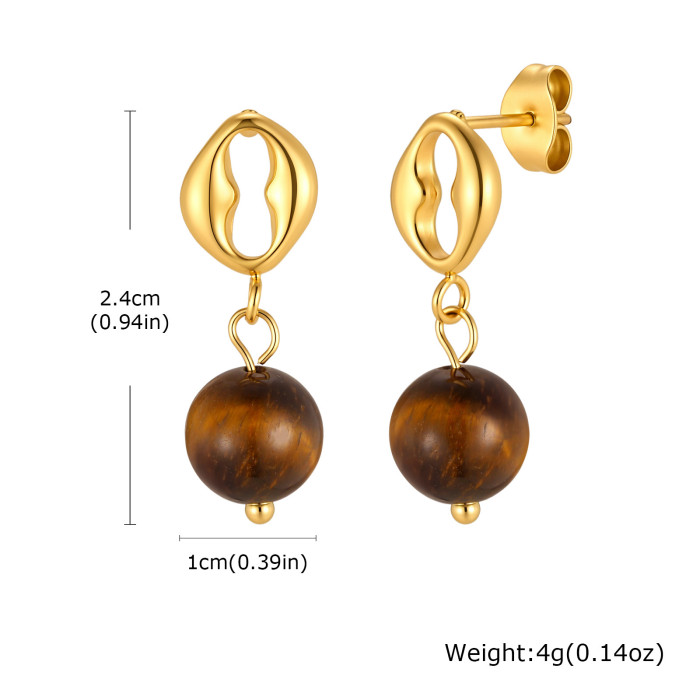 Wholesale Waterproof Stainless Steel Natural Gemstone Drop Earrings