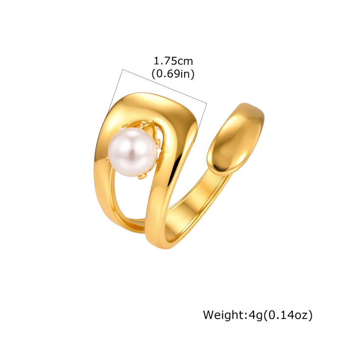 Wholesale Modern Chic Pearl Accent Irregular Swirl Open Ring Set