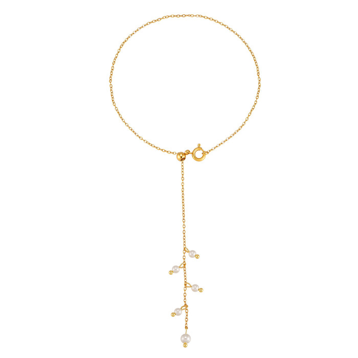 Wholesale Bridal Summer Beach Dainty Gold Pearl Dangle Foot Chain