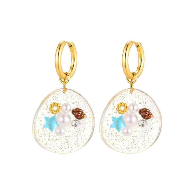 Wholesale 18K Gold Plated Resin Ocean Element Drop Earrings