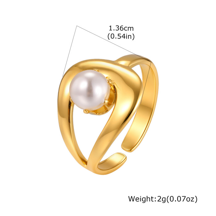 Wholesale Modern Chic Pearl Accent Irregular Swirl Open Ring Set