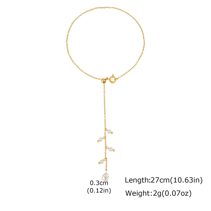 Wholesale Bridal Summer Beach Dainty Gold Pearl Dangle Foot Chain
