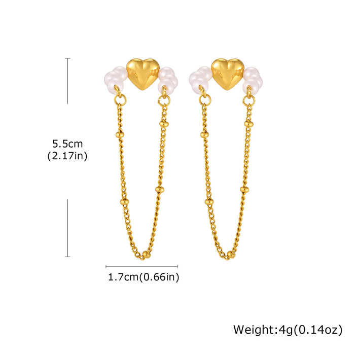 Wholesale Trendy Boho Summer Seashell Pearl Bead Ear Cuff with Drop Chain