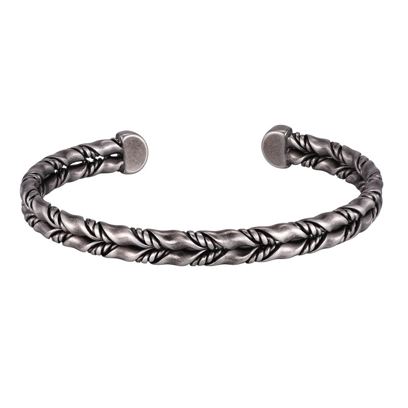 Wholesale Punk Biker Men's Stainless Steel Braided Wire Open Cuff Bracelet