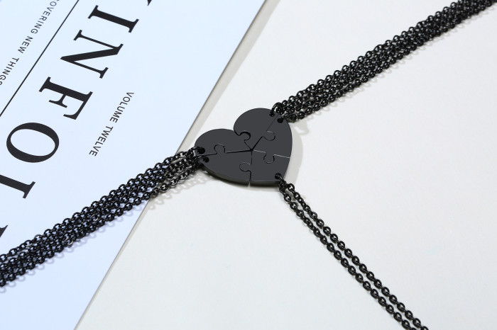 Wholesale Stainless Steel 5 Piece & 6 Piece Puzzle Heart Necklace Set