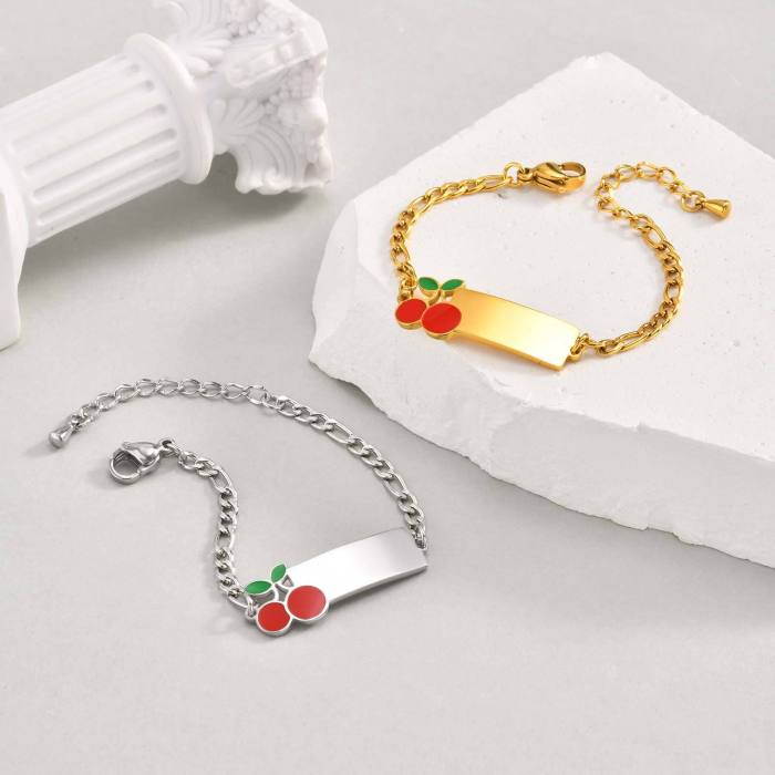Wholesale Stainless Steel Cherry ID Bracelet for Kid