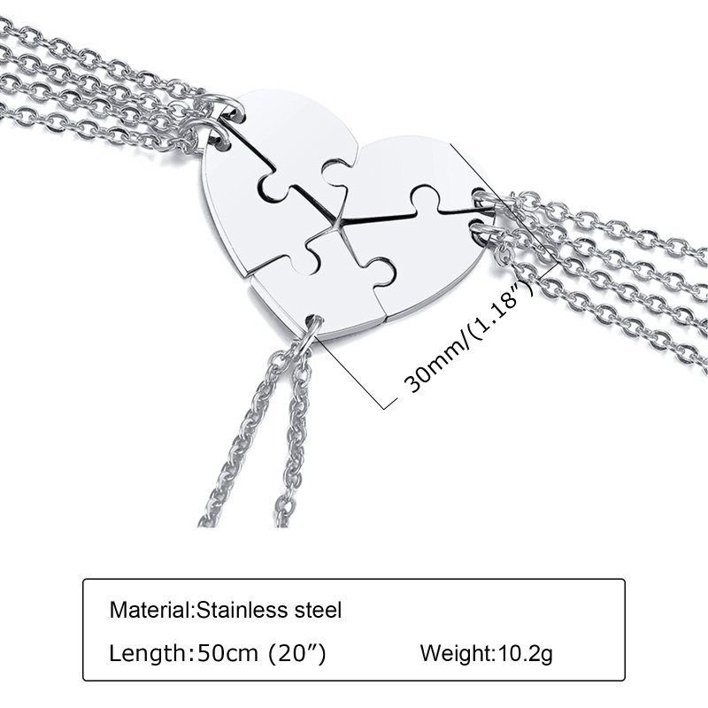 Wholesale Stainless Steel 5 Piece & 6 Piece Puzzle Heart Necklace Set