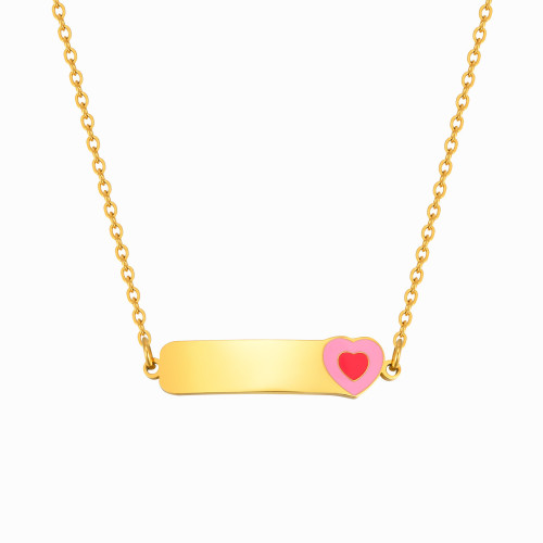 Wholesale Stainless Steel Custom Kids Name ID Necklace Enamel Heart