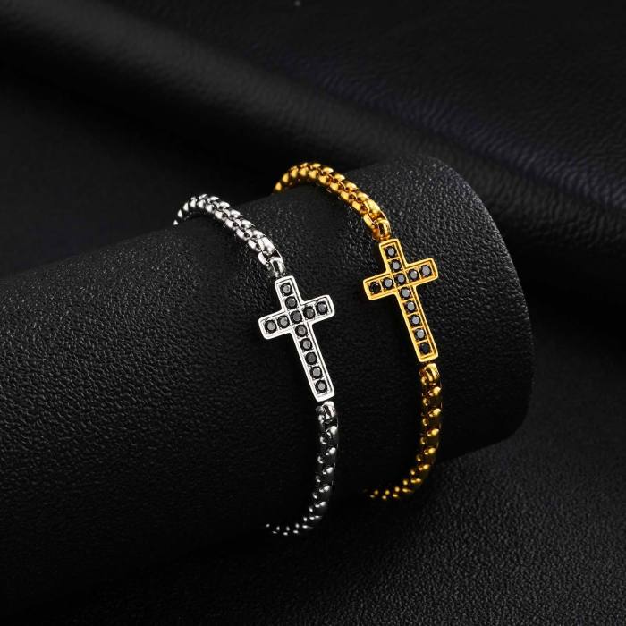 Wholesale Stainless Steel Cross Box Chain Bracelet