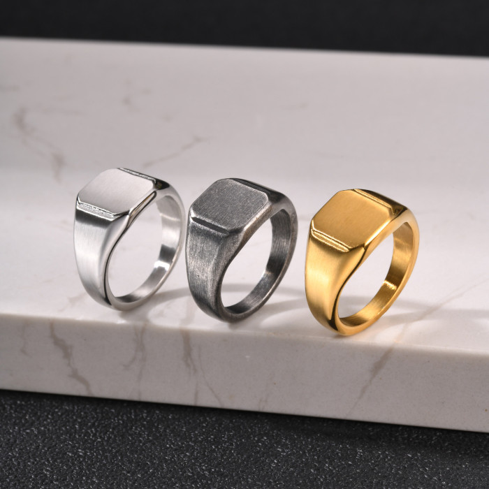 Wholesale Men's Stainless Steel Blank Square Signet Ring