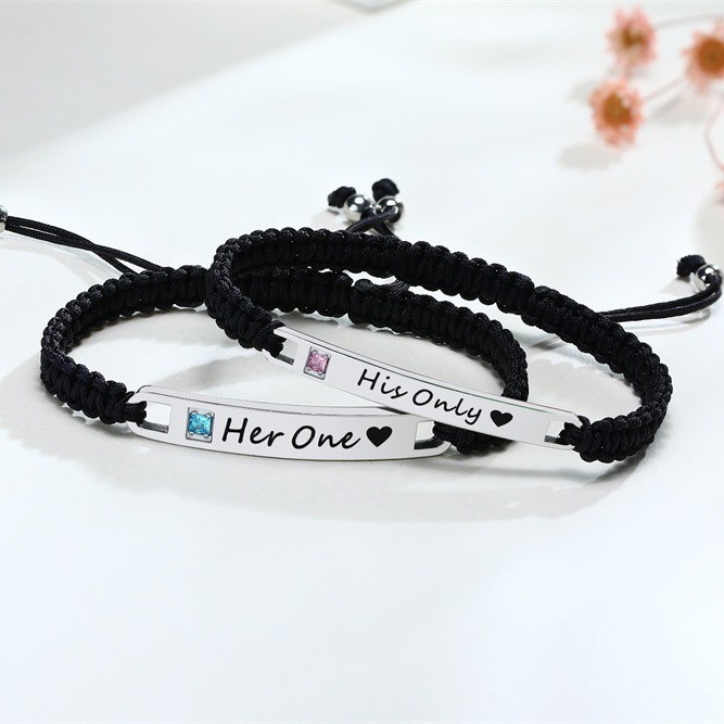 Wholesale Stainless Steel Braided Rope Matching Couples Bracelet Set