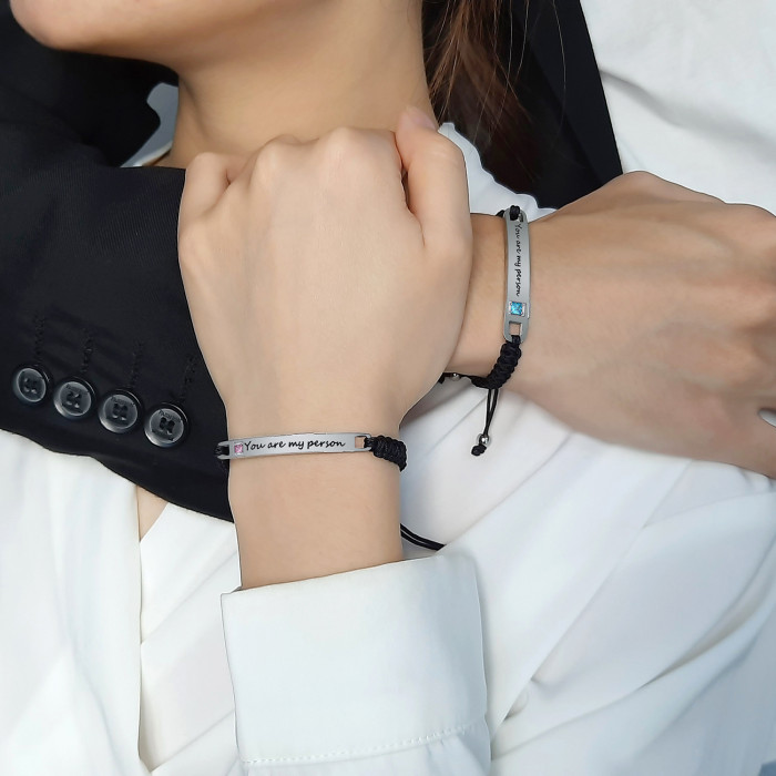 Wholesale Stainless Steel Braided Rope Matching Couples Bracelet Set