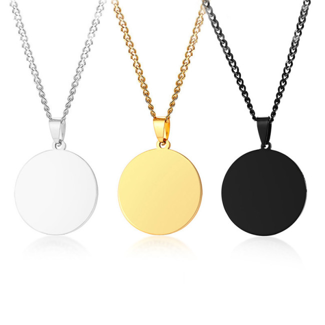 Wholesale Stainless Steel Personalized Blank Disc Pendant Necklace