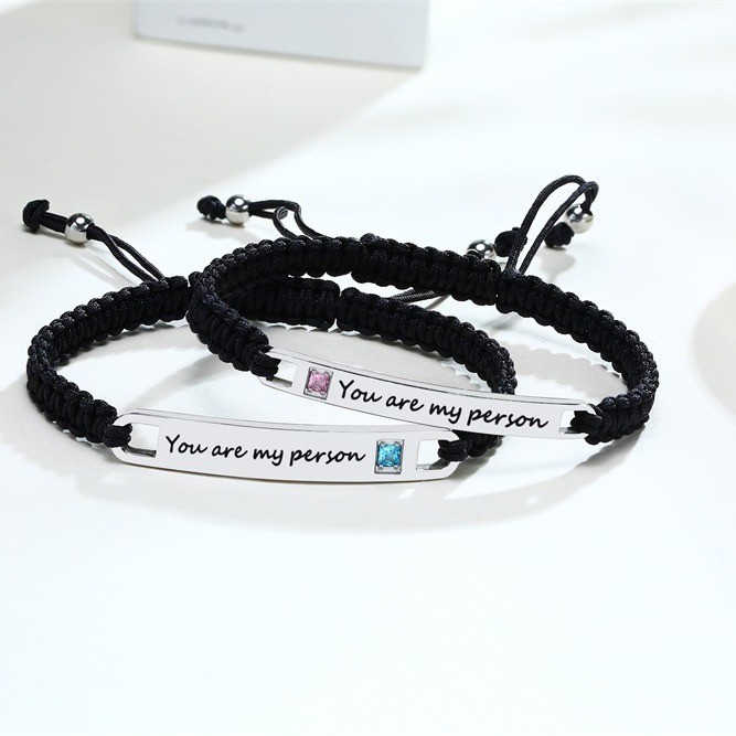 Wholesale Stainless Steel Braided Rope Matching Couples Bracelet Set