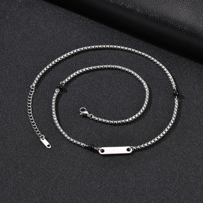 Custom Wholesale Waterproof Stainless Steel Engravable Bar Necklace