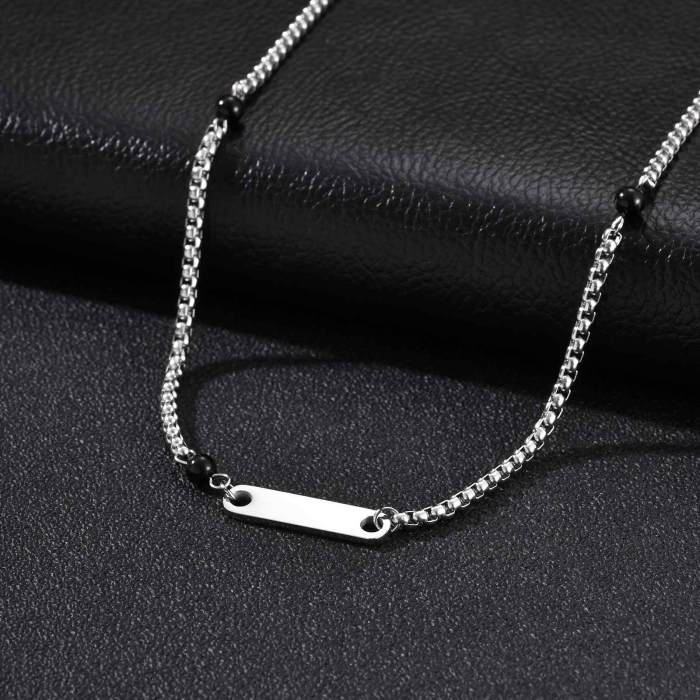 Custom Wholesale Waterproof Stainless Steel Engravable Bar Necklace