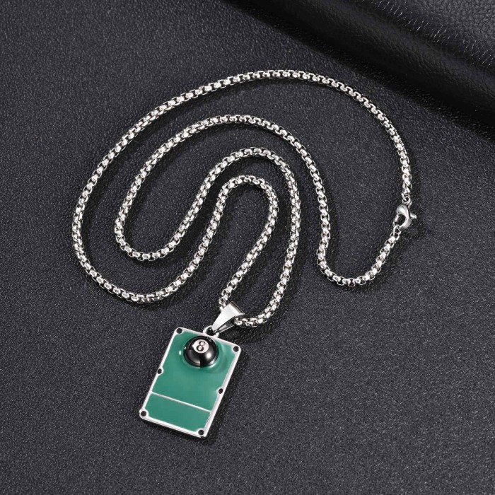 Wholesale Stainless Steel Lucky 8 Ball Billiards Pool Table Pendant