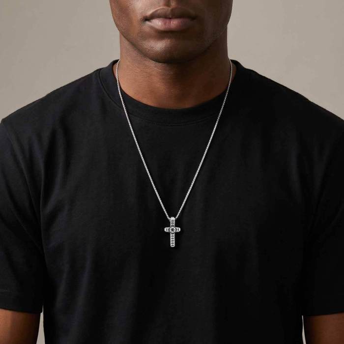 Wholesale Stainless Steel Vintage Textured Cross Pendant Necklace