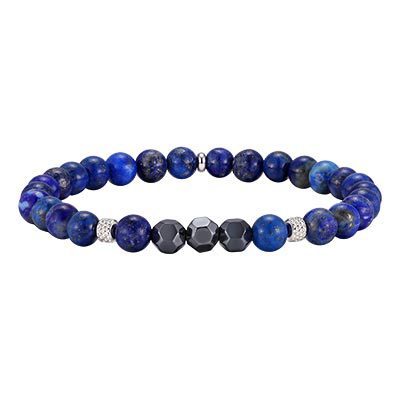 Wholesale Black Chalcedony and Lapis Lazuli Bead Bracelet