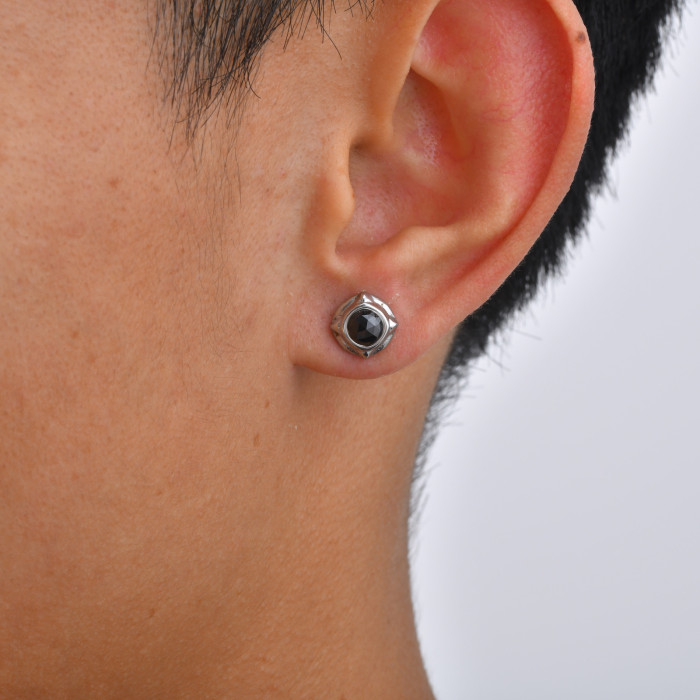 Wholesale Stainless Steel Round Four-Pointed Star Earrings