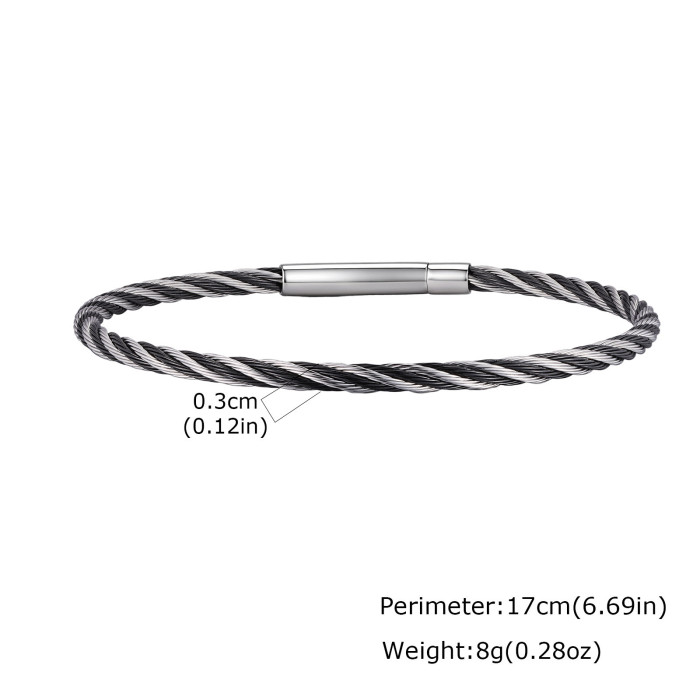 Wholesale Stainless Steel Two-Tone Wire Rope Bangle