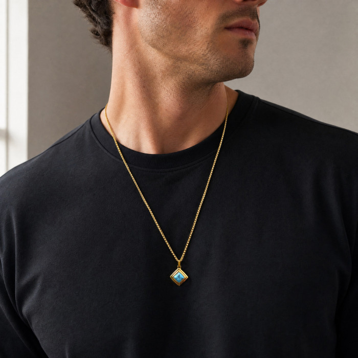 Wholesale Stainless Steel Square Tiger's Eye Pendant
