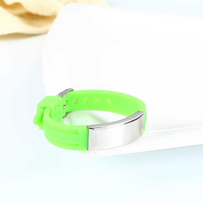 Wholesale Unisex Colorful Silicone Stainless Steel ID Plate Bracelet