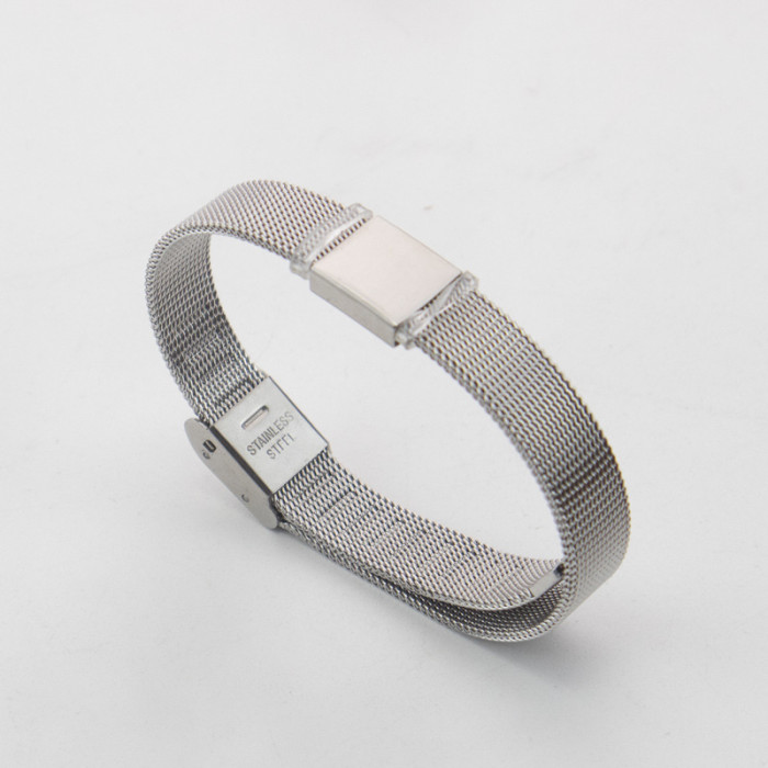 Wholesale Unisex Stainless Steel Mesh Belt Engravable ID Bracelet