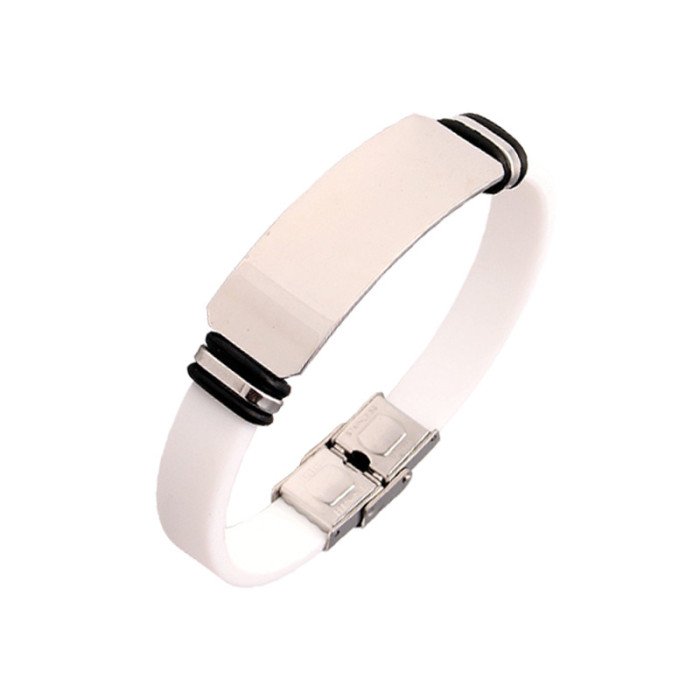 Wholesale Unisex Colorful Silicone Stainless Steel ID Plate Bracelet
