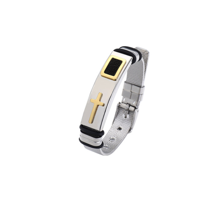 Wholesale Stainless Steel Christian Cross Mesh Belt Bracelet