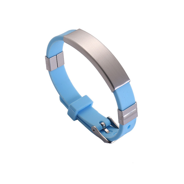 Wholesale Colorful Silicone Stainless Steel ID Plate Bracelet