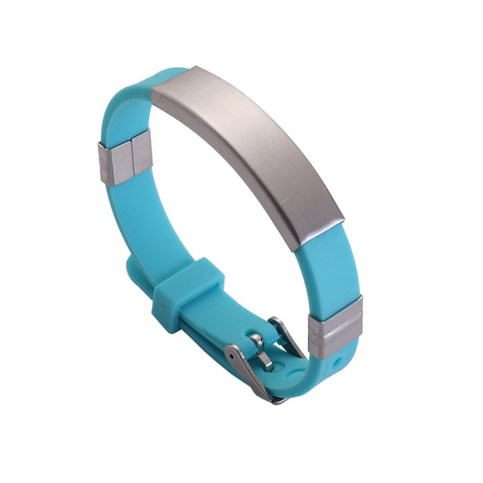 Wholesale Colorful Silicone Stainless Steel ID Plate Bracelet