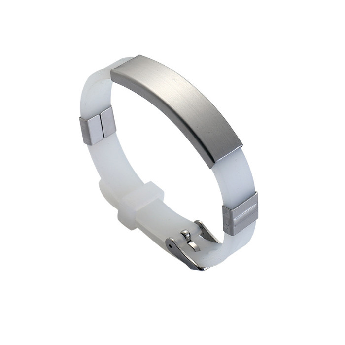 Wholesale Colorful Silicone Stainless Steel ID Plate Bracelet