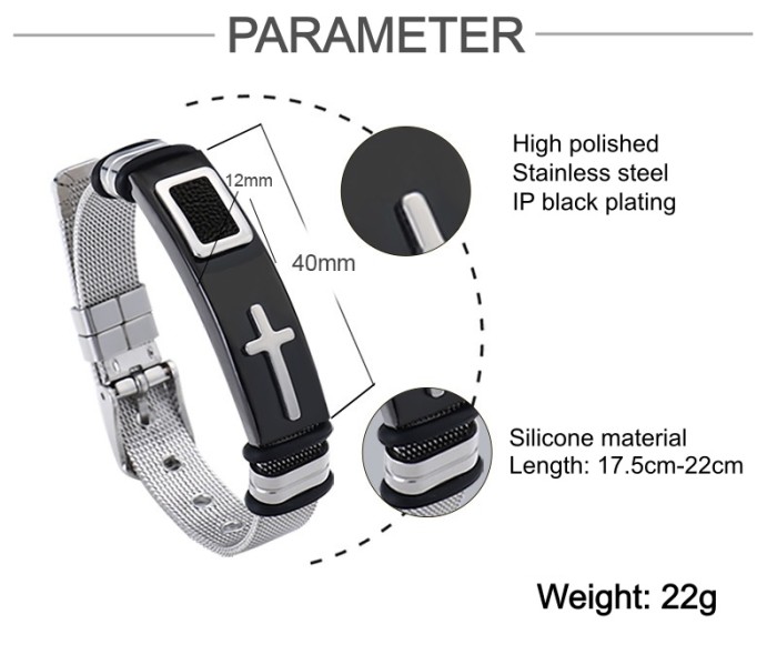 Wholesale Stainless Steel Christian Cross Mesh Belt Bracelet