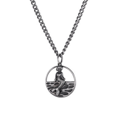 Wholesale Stainless Steel Antique Silver Ocean Mermaid Pendant