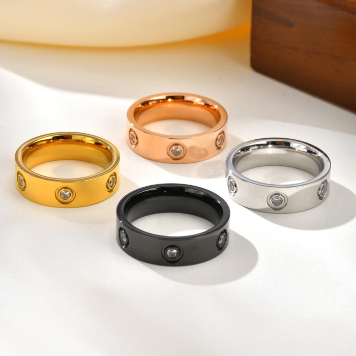 Wholesale Modern Stainless Steel CZ Band Ring