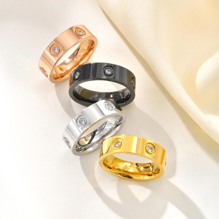 Wholesale Modern Stainless Steel CZ Band Ring