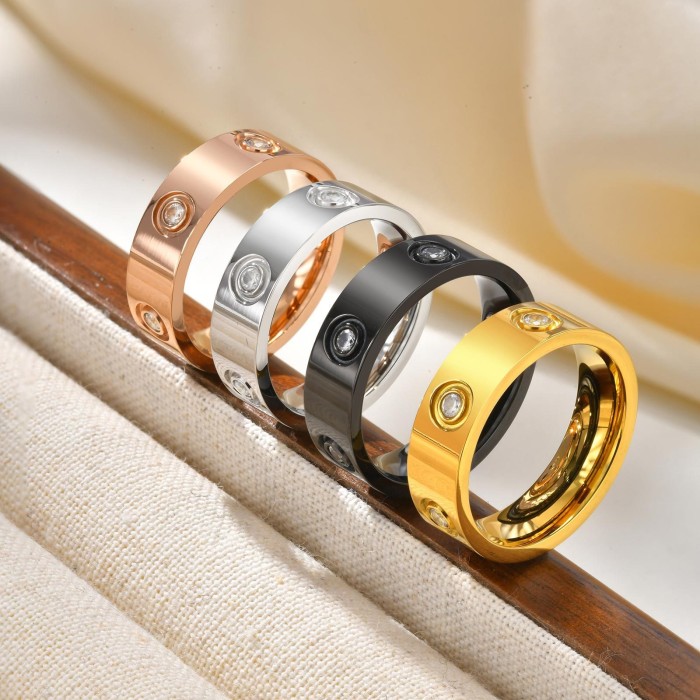 Wholesale Modern Stainless Steel CZ Band Ring