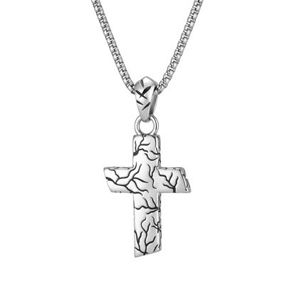 Wholesale Men's Stainless Steel Cracked Cross Pendant