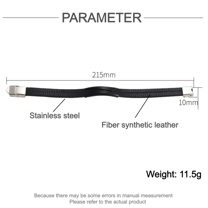 Wholesale Trendy Men's Layered Leather Stainless Steel Bar Bracelet