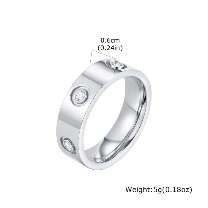 Wholesale Modern Stainless Steel CZ Band Ring