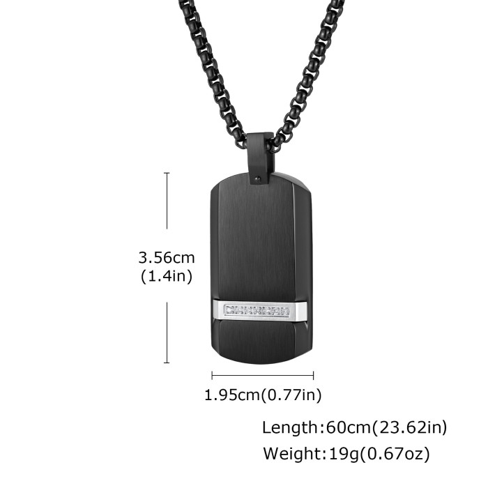 Wholesale Men's Stainless Steel Brushed CZ Dog Tag Pendant