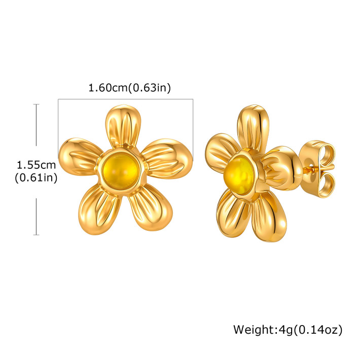 Wholesale Stainless Steel Puffy Flower Stud Earrings