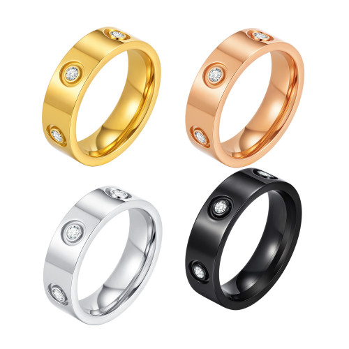 Wholesale Modern Stainless Steel CZ Band Ring