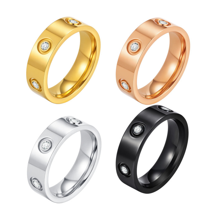 Wholesale Modern Stainless Steel CZ Band Ring