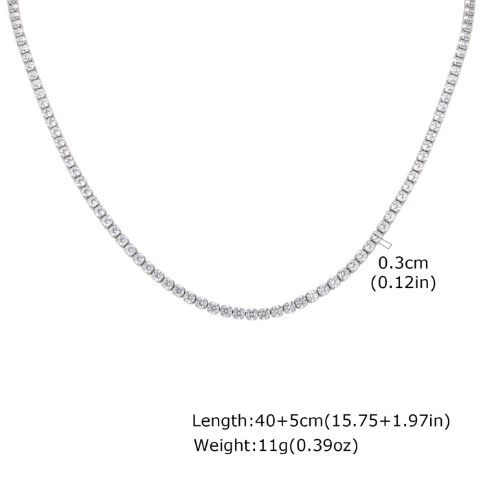 Wholesale Classic Stainless Steel CZ Tennis Chain Necklace