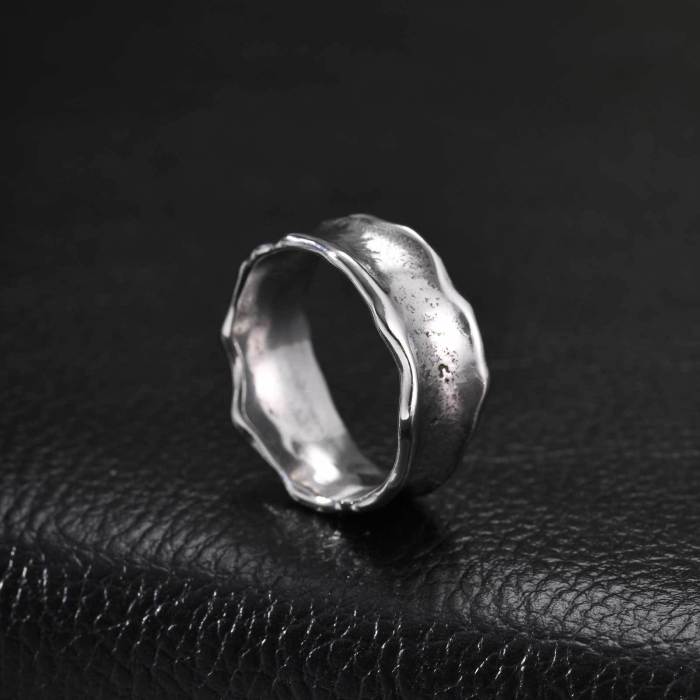 Wholesale Stainless Steel Irregular Wavy Lava Textured Ring