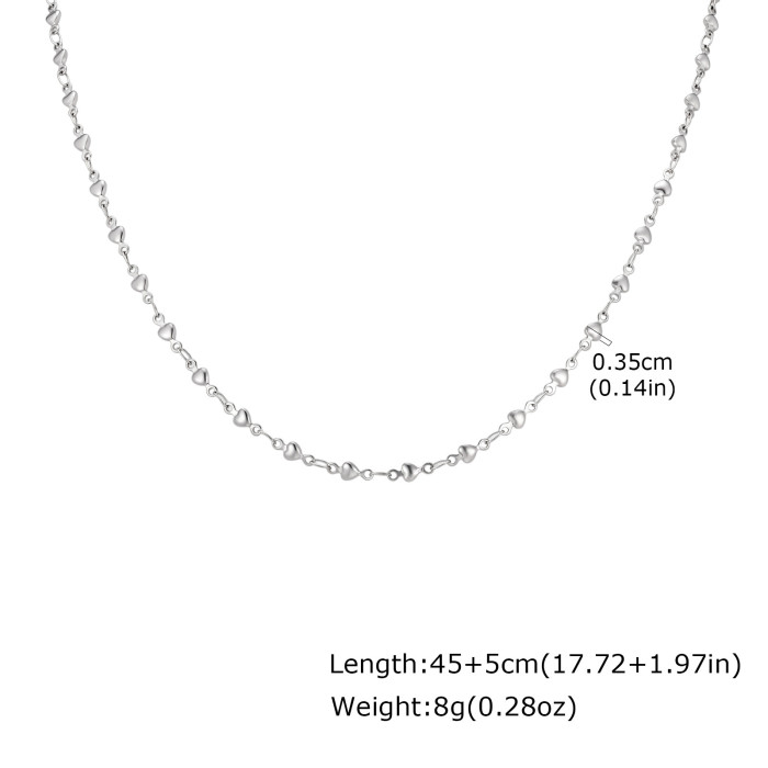 Wholesale Stainless Steel Tiny Heart Station Chain Necklace